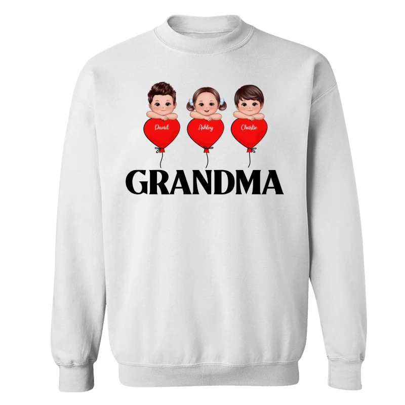 Grandma Mom Heart Balloon Cute Kids Laying Head On Arms Personalized Shirt - Image 17