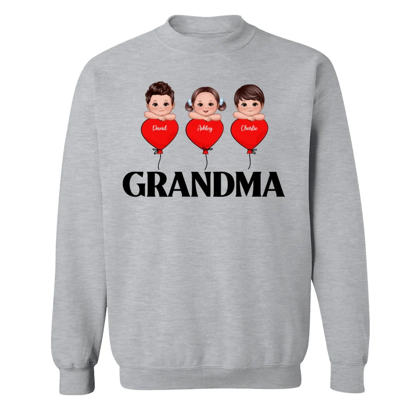 Grandma Mom Heart Balloon Cute Kids Laying Head On Arms Personalized Shirt - Image 18
