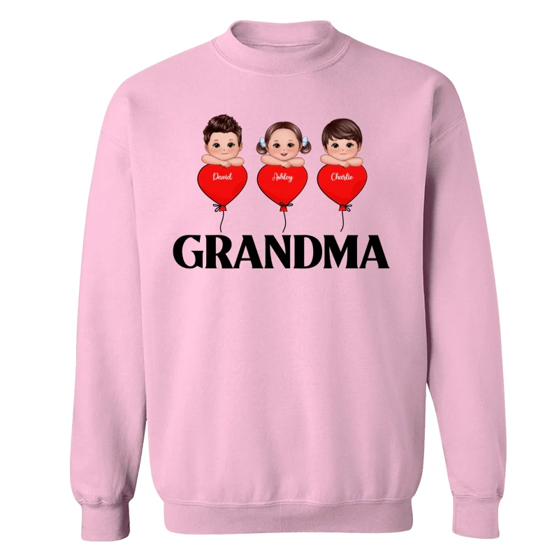 Grandma Mom Heart Balloon Cute Kids Laying Head On Arms Personalized Shirt - Image 19