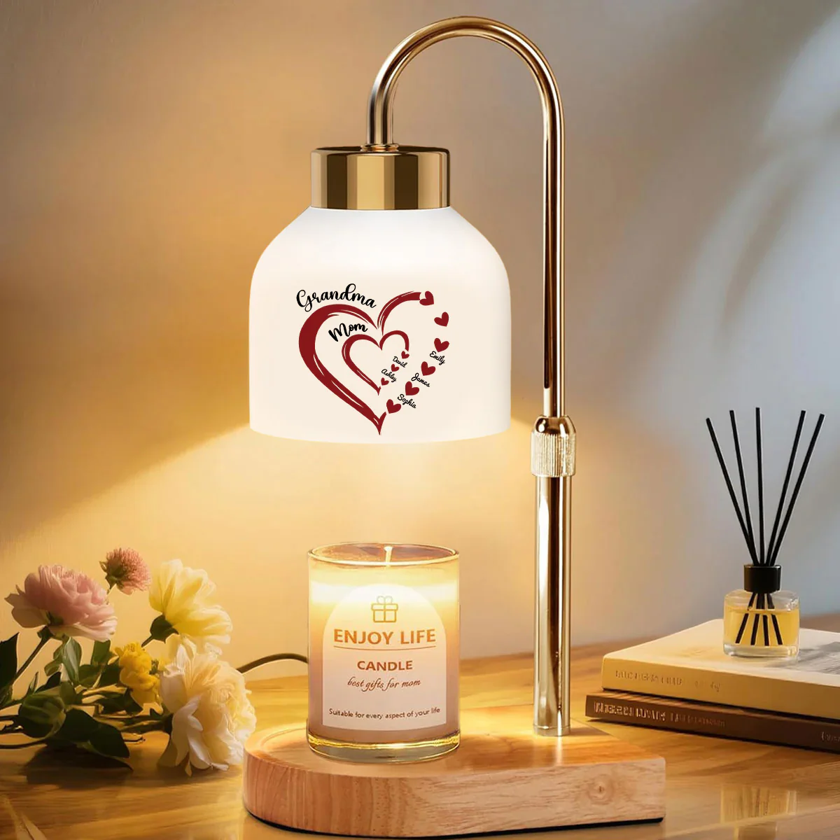 Grandma Mom Heart Custom Kids Names - Personalized Candle Warmer Lamp - Gift For Grandma, Mom - Image 2