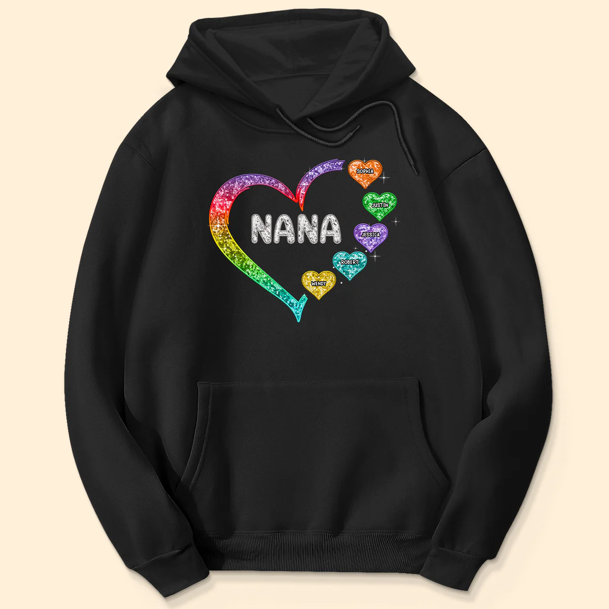 Grandma Mom Heart Faux Sequin Embroidery Personalized Shirt - Image 5