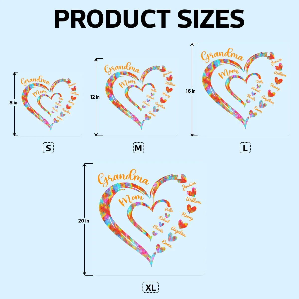 Grandma Mom Heart In Heart Decor Gift Personalized Decal - Image 8