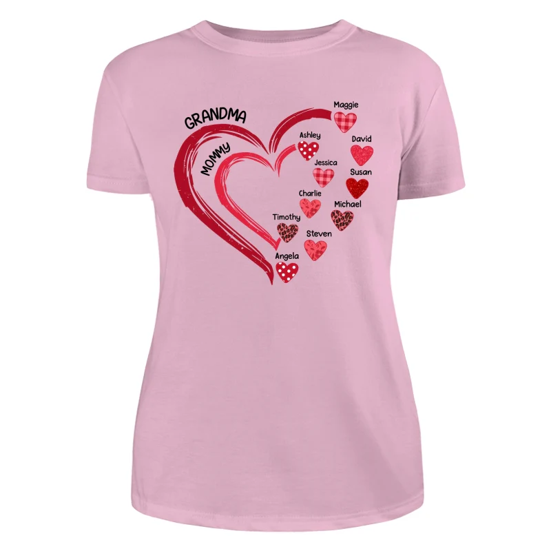 Grandma Mom Heart In Heart Patterned Personalized Shirt - Image 11