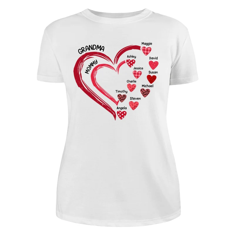 Grandma Mom Heart In Heart Patterned Personalized Shirt - Image 9