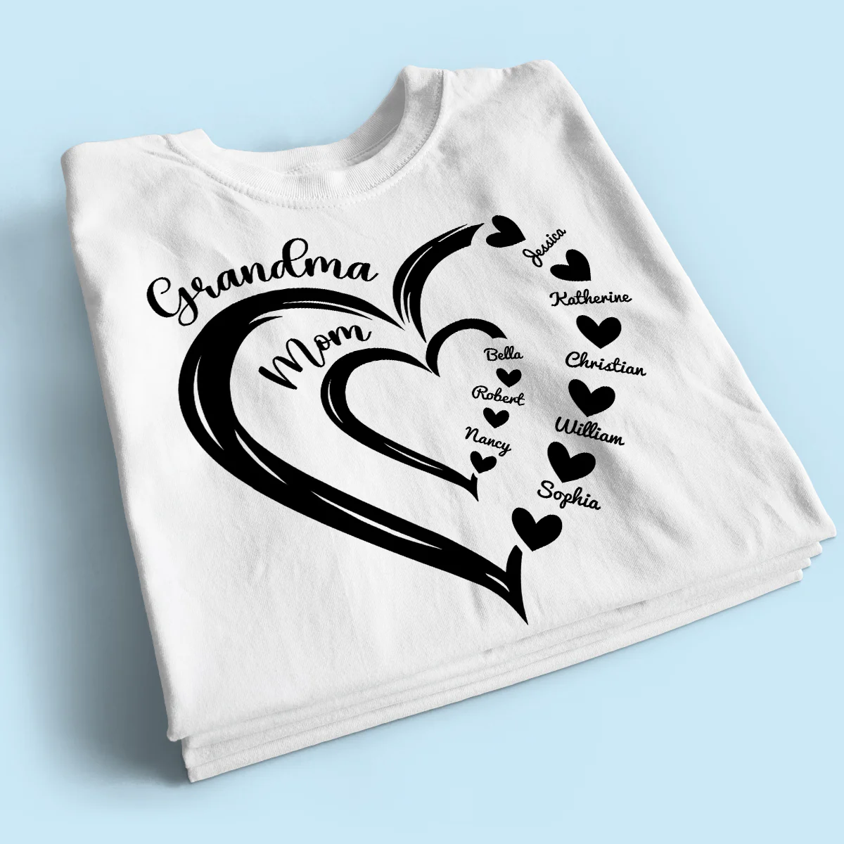 Grandma Mom Heart In Heart Personalized Shirt, Gift For Mom - Image 2
