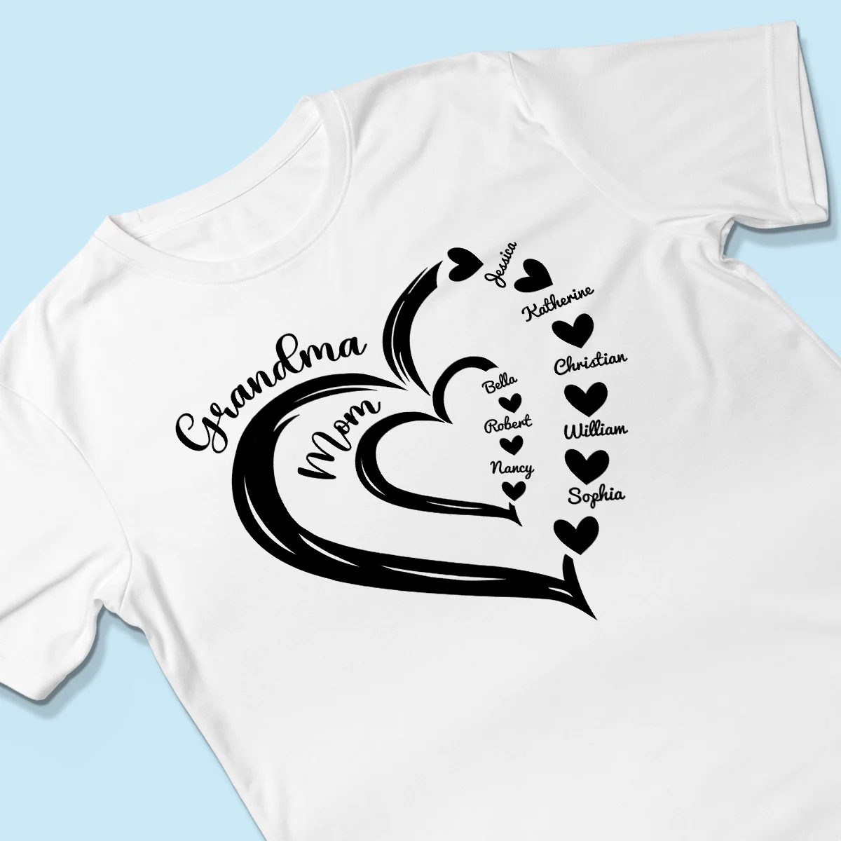 Grandma Mom Heart In Heart Personalized Shirt, Gift For Mom - Image 3
