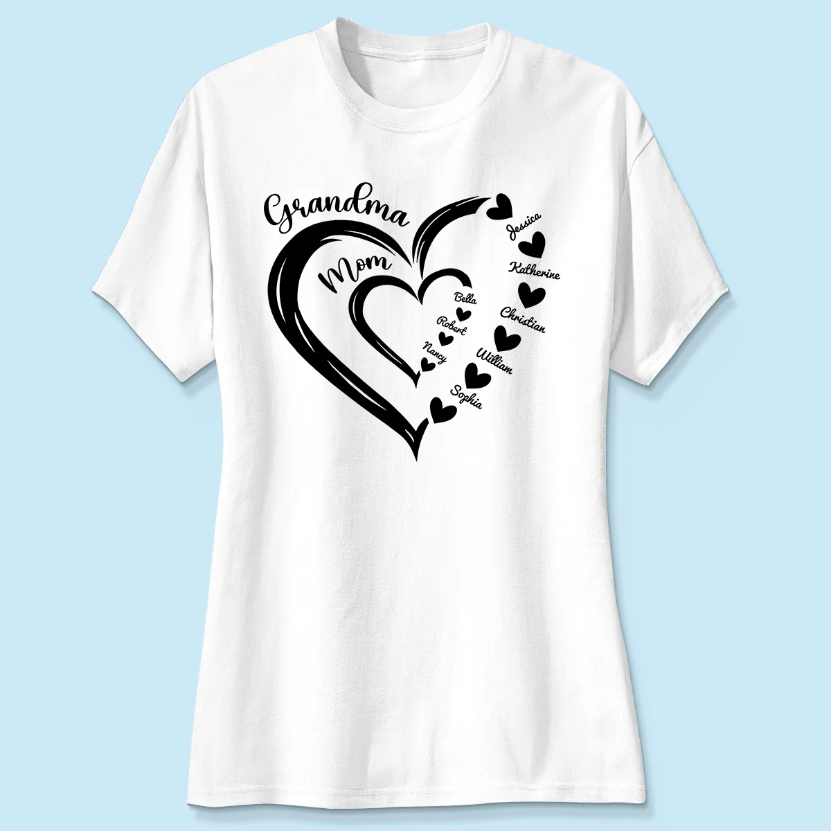 Grandma Mom Heart In Heart Personalized Shirt, Gift For Mom - Image 4