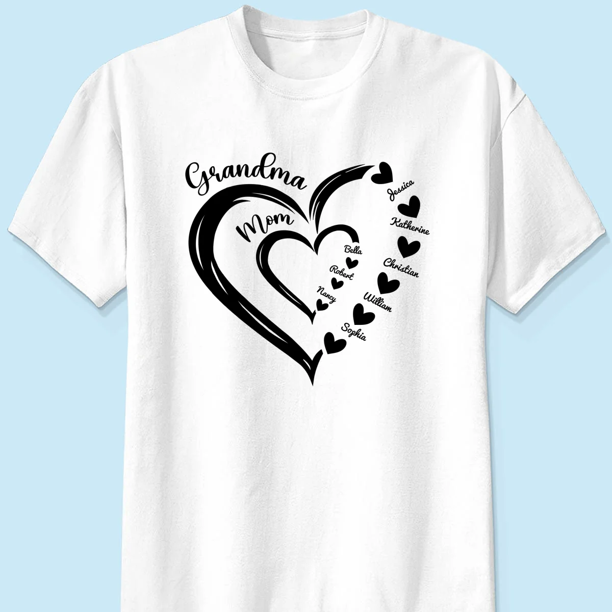 Grandma Mom Heart In Heart Personalized Shirt, Gift For Mom - Image 7