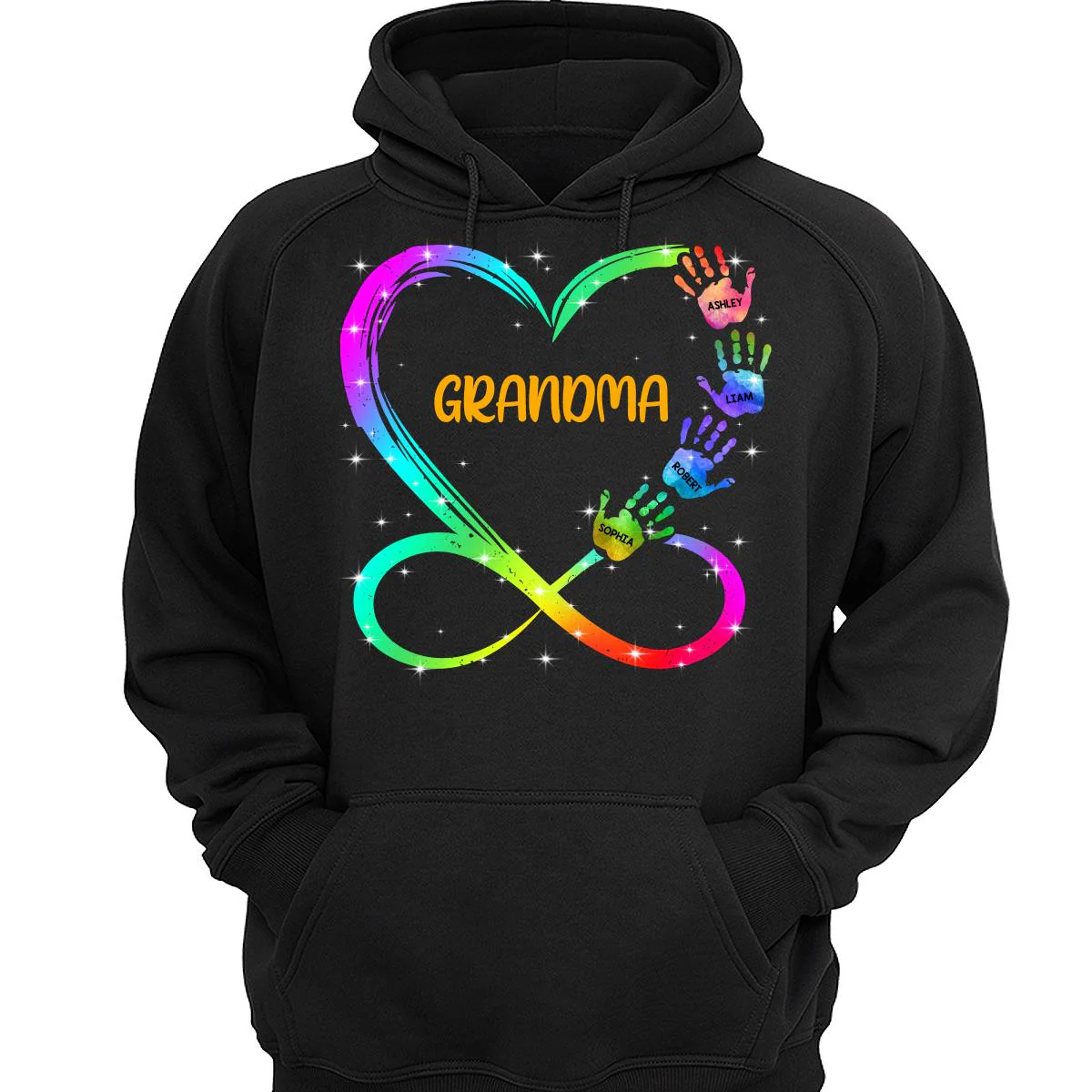 Grandma Mom Heart Infinity Handprints Personalized Shirt - Image 3