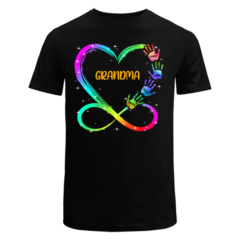 Grandma Mom Heart Infinity Handprints Personalized Shirt - Image 5