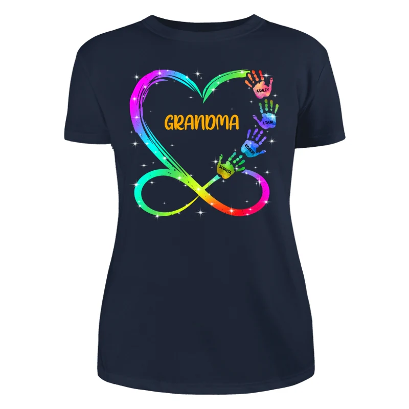 Grandma Mom Heart Infinity Handprints Personalized Shirt - Image 9