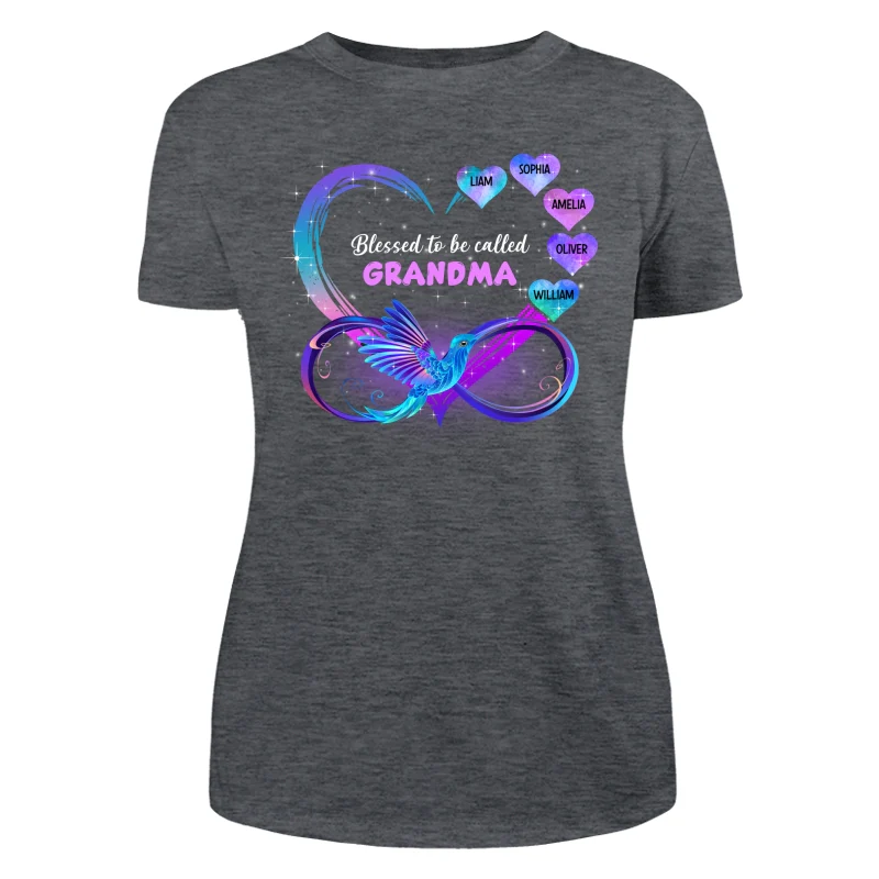 Grandma Mom Heart Infinity Hummingbird Personalized Shirt - Image 10