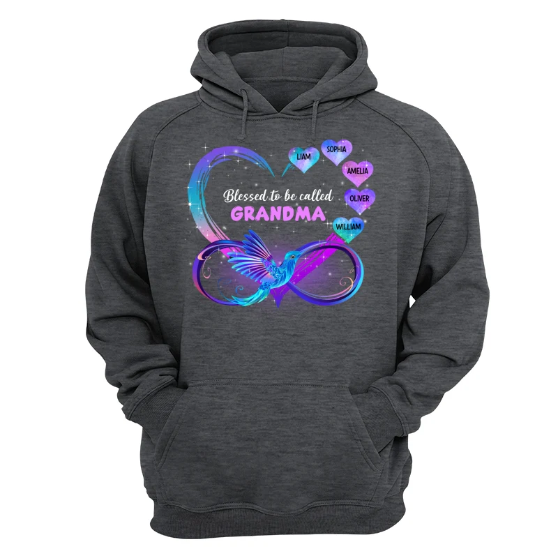Grandma Mom Heart Infinity Hummingbird Personalized Shirt - Image 13