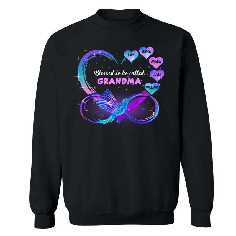 Grandma Mom Heart Infinity Hummingbird Personalized Shirt - Image 14