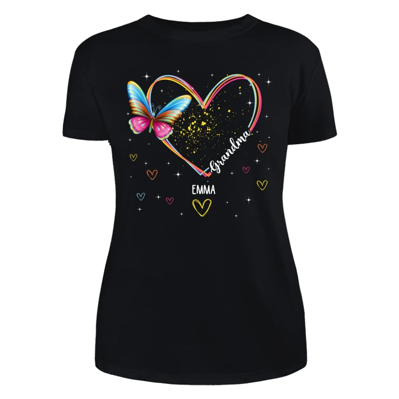 Grandma Mom Heart Lines Butterfly Personalized Shirt - Image 8