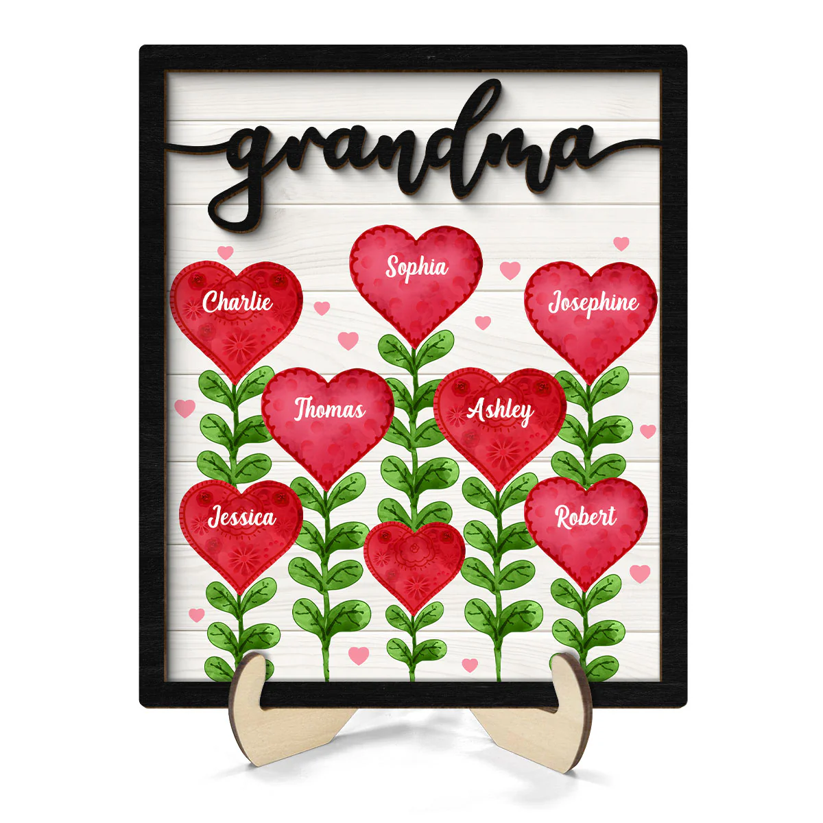 Grandma Mom Heart Tree Personalized 2-layer Wooden Plaque