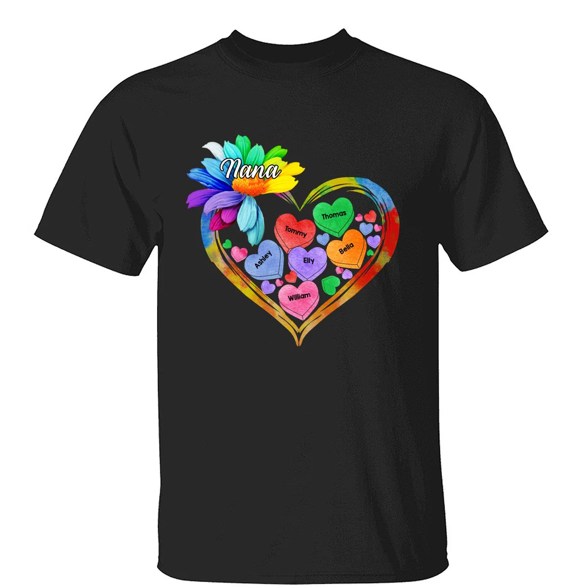 Grandma Mom Hearts Daisy Personalized Shirt