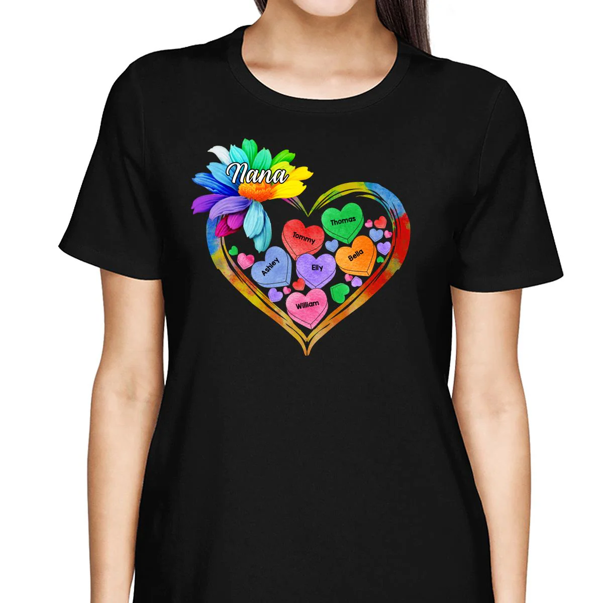 Grandma Mom Hearts Daisy Personalized Shirt - Image 2