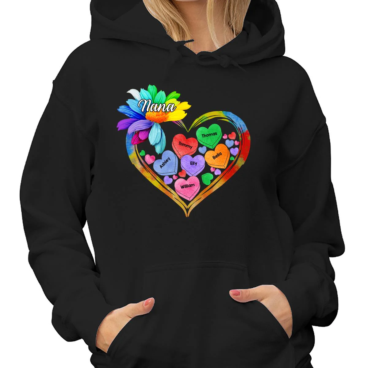 Grandma Mom Hearts Daisy Personalized Shirt - Image 4