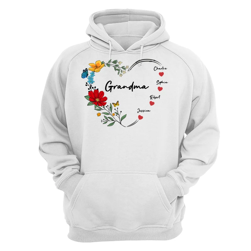 Grandma Mom Hearts Flower Kids Names Personalized Shirt - Image 14