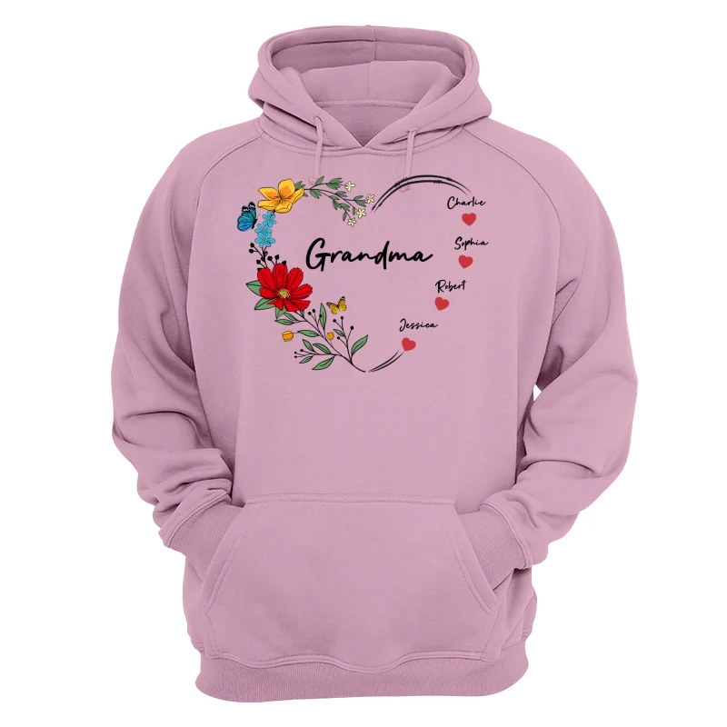 Grandma Mom Hearts Flower Kids Names Personalized Shirt - Image 16