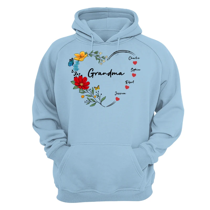 Grandma Mom Hearts Flower Kids Names Personalized Shirt - Image 17