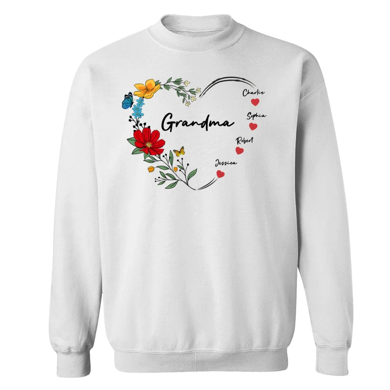 Grandma Mom Hearts Flower Kids Names Personalized Shirt - Image 18