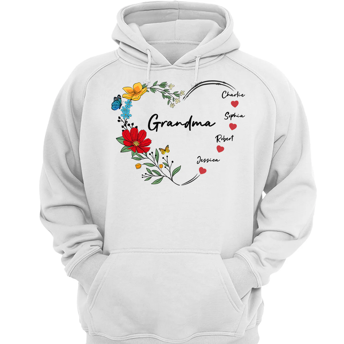 Grandma Mom Hearts Flower Kids Names Personalized Shirt - Image 3