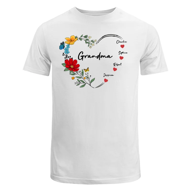 Grandma Mom Hearts Flower Kids Names Personalized Shirt - Image 6