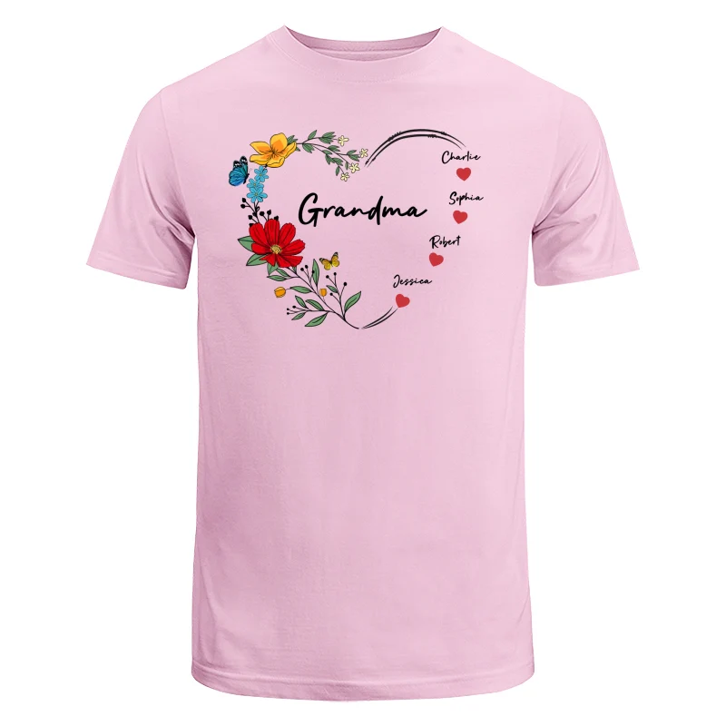 Grandma Mom Hearts Flower Kids Names Personalized Shirt - Image 8