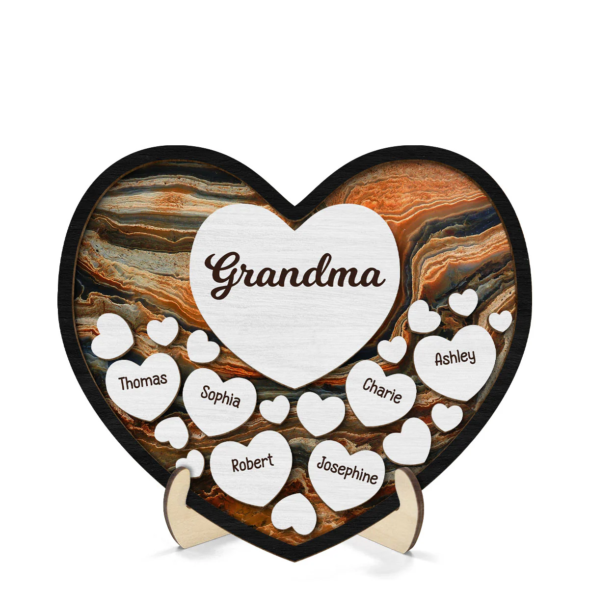 Grandma Mom Hearts In Heart Beautiful Background Personalized 2-Layer Wooden Plaque