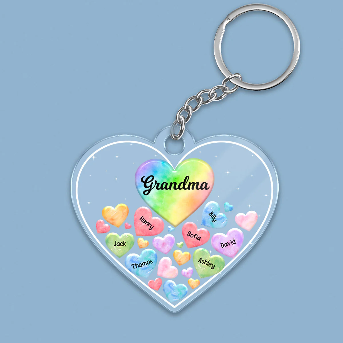 Grandma Mom Hearts In Heart Personalized Acrylic Keychain - Image 2