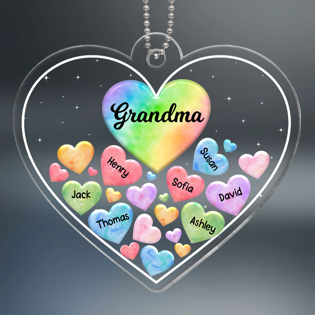Grandma Mom Hearts In Heart Personalized Acrylic Ornament - Image 2