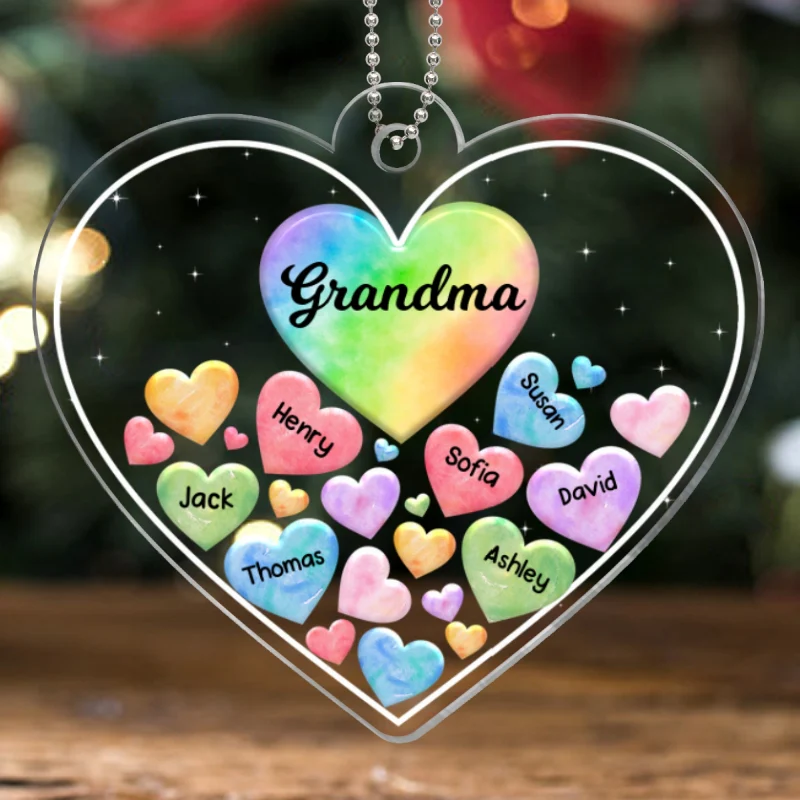 Grandma Mom Hearts In Heart Personalized Acrylic Ornament - Image 4