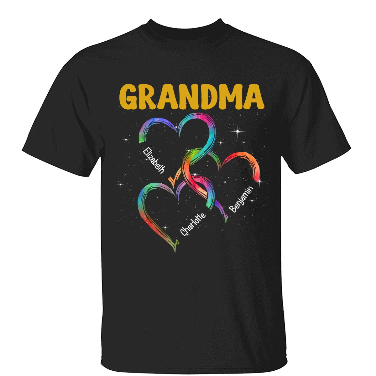 Grandma Mom Hearts Joined Together Personalized Shirt