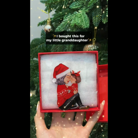 Grandma Mom Holding Kid Side View Personalized Acrylic Ornament - Image 2