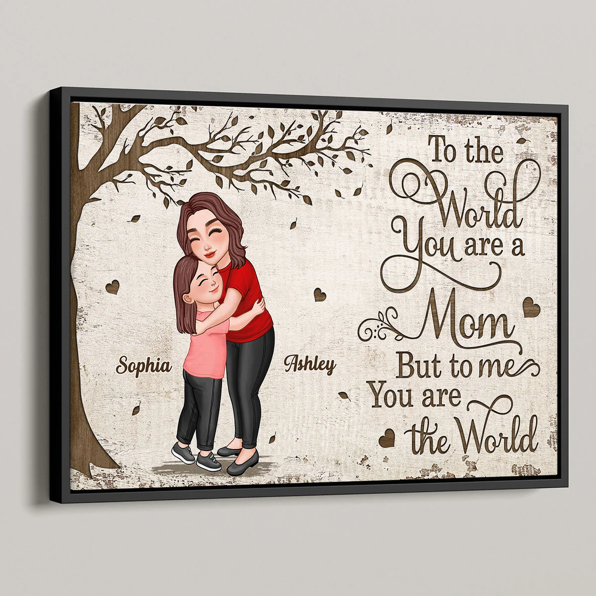 Grandma Mom Hugging Kid Under Tree Personalized Poster, Gift For Mom, For Grandma - Image 4