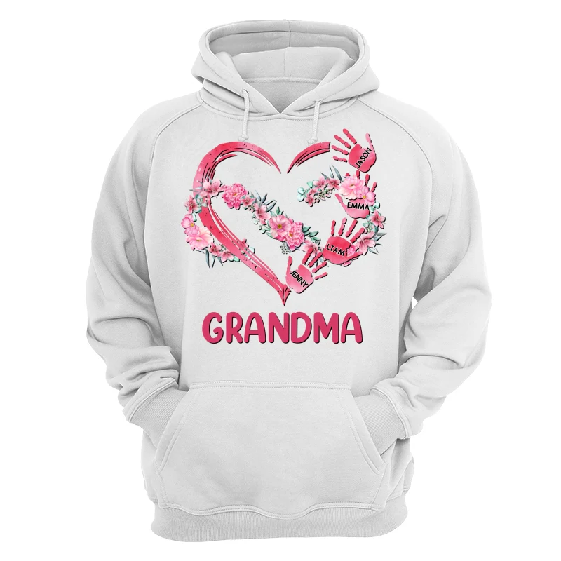 Grandma Mom Infinity Flowers Heart Hands Personalized Shirt - Image 13