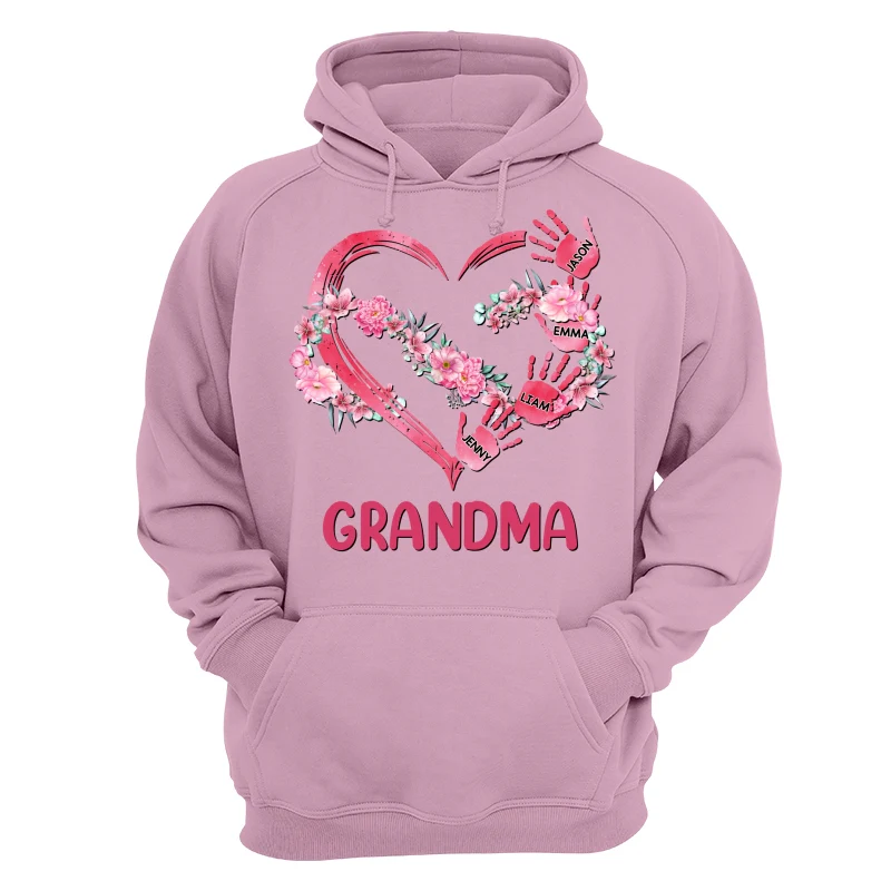 Grandma Mom Infinity Flowers Heart Hands Personalized Shirt - Image 15