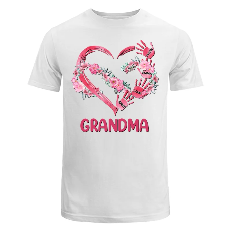 Grandma Mom Infinity Flowers Heart Hands Personalized Shirt - Image 5