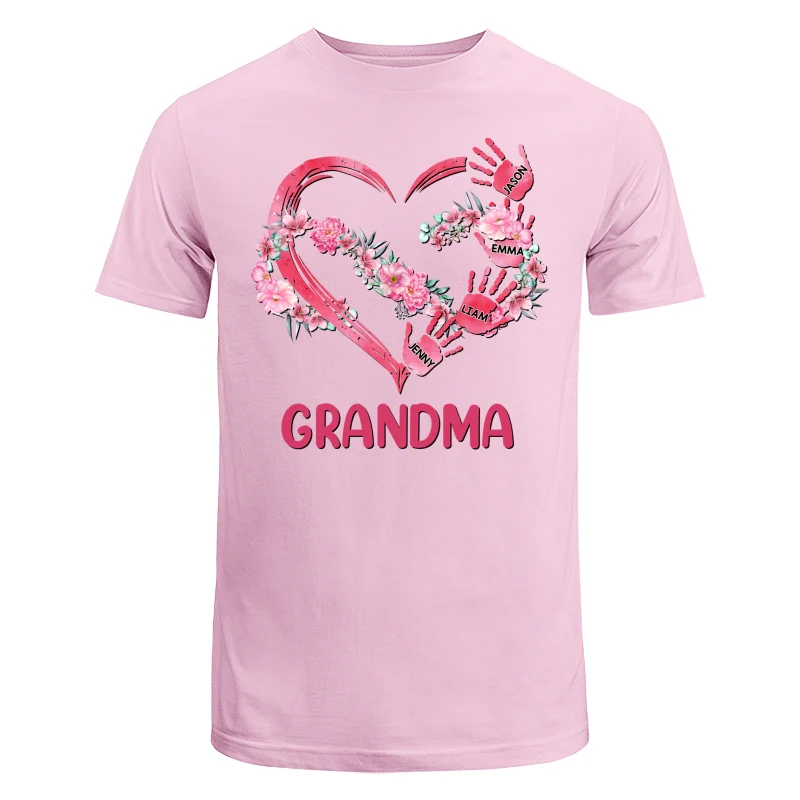 Grandma Mom Infinity Flowers Heart Hands Personalized Shirt - Image 7