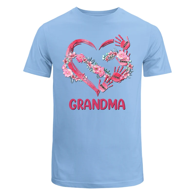 Grandma Mom Infinity Flowers Heart Hands Personalized Shirt - Image 8