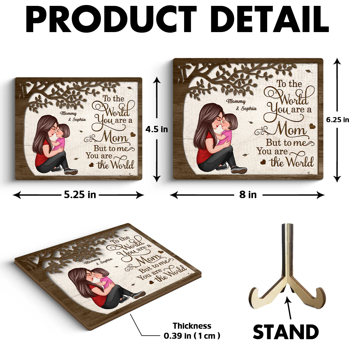 Grandma Mom Kid Sitting Under Tree Personalized 2-layer Wooden Plaque - Image 6