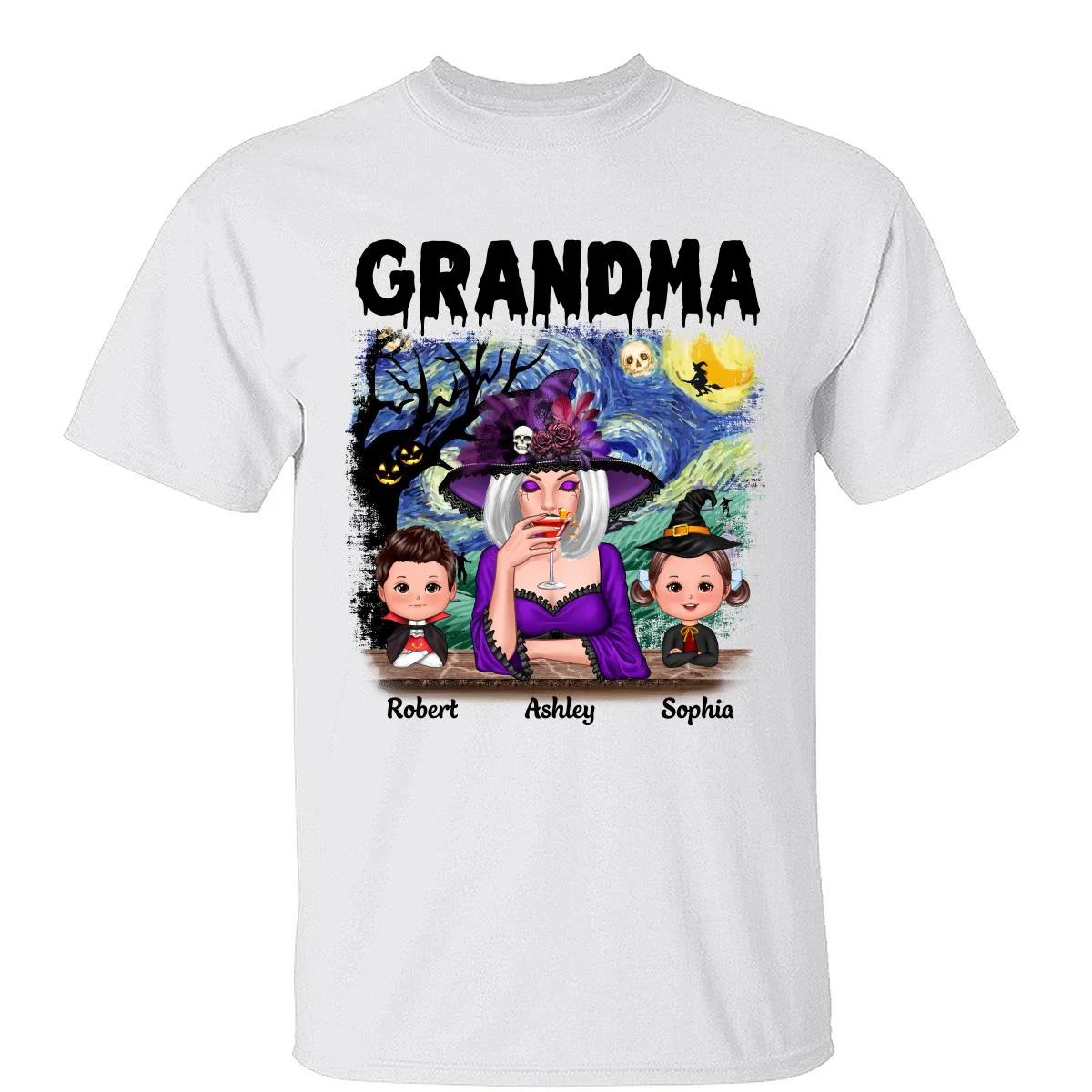 Grandma Mom Kids Scary Night Halloween Personalized Shirt