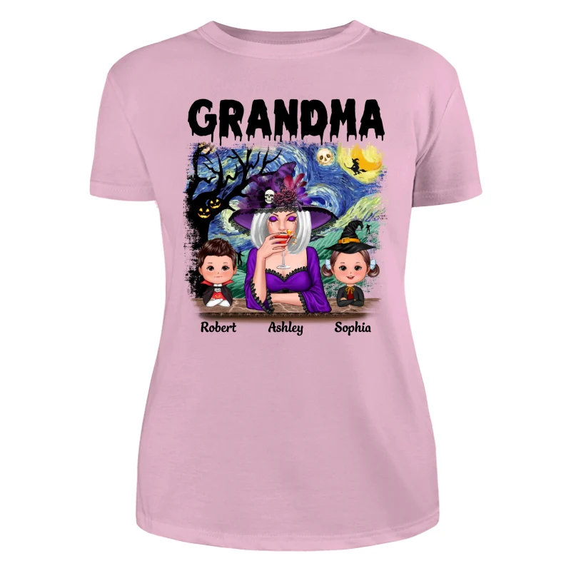Grandma Mom Kids Scary Night Halloween Personalized Shirt - Image 11