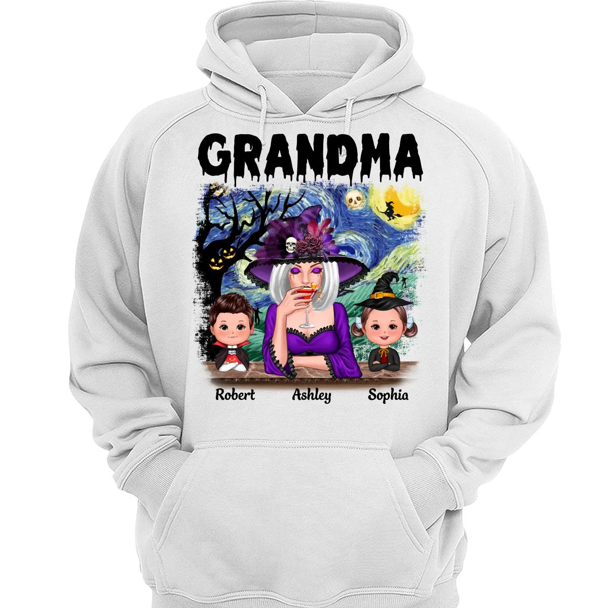 Grandma Mom Kids Scary Night Halloween Personalized Shirt - Image 3