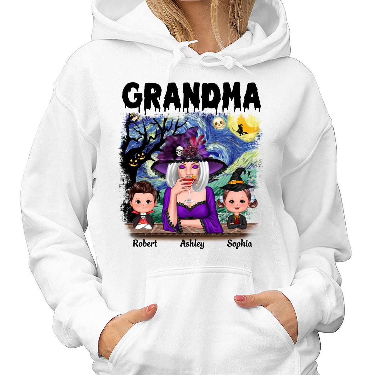 Grandma Mom Kids Scary Night Halloween Personalized Shirt - Image 4