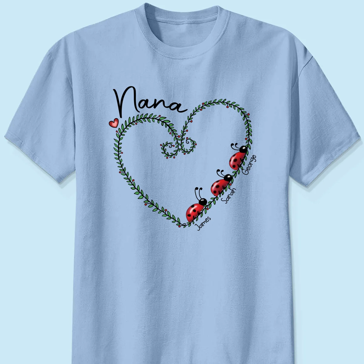 Grandma Mom Ladybug Heart Personalized Shirt - Image 10