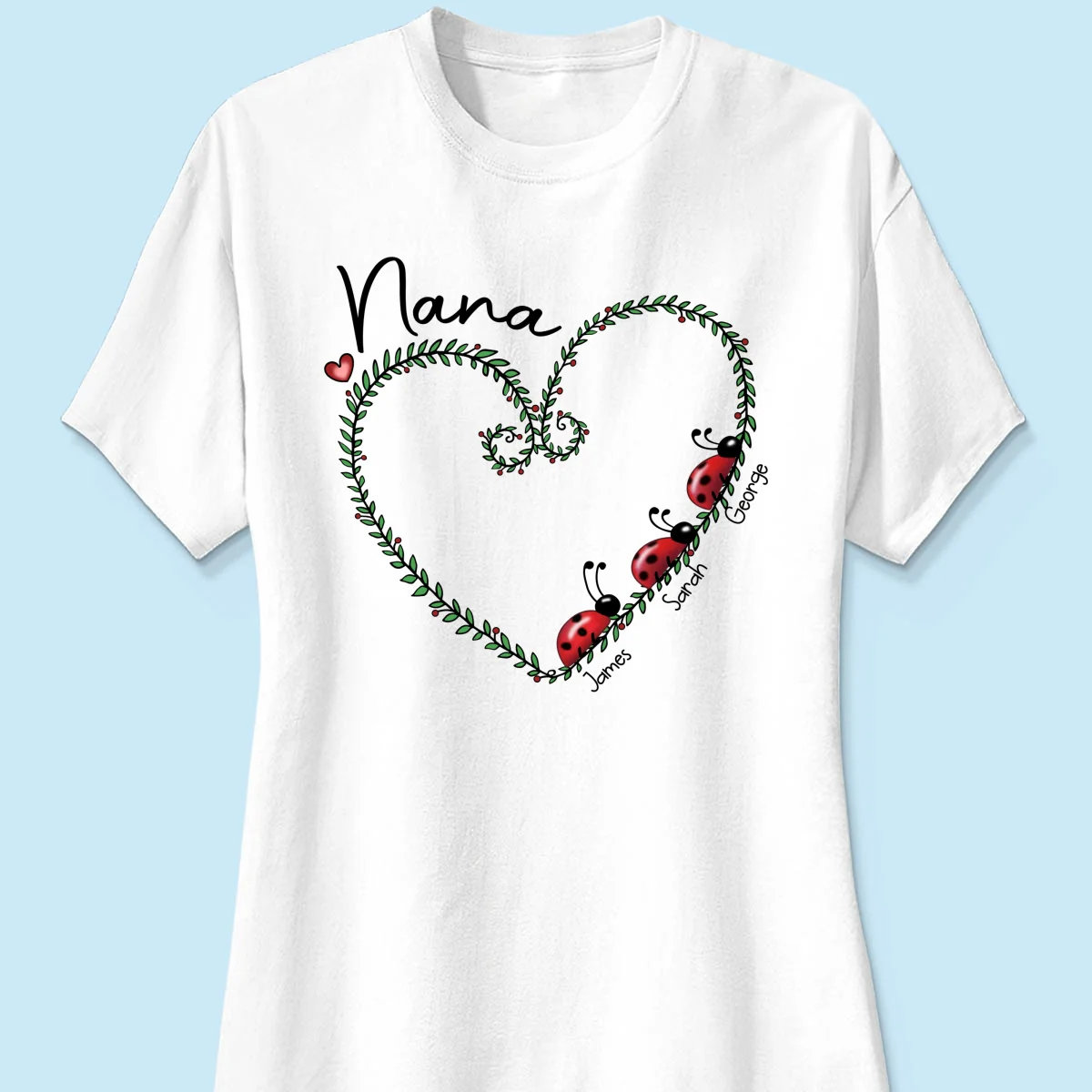 Grandma Mom Ladybug Heart Personalized Shirt - Image 11