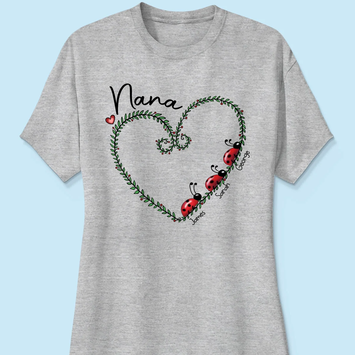 Grandma Mom Ladybug Heart Personalized Shirt - Image 12